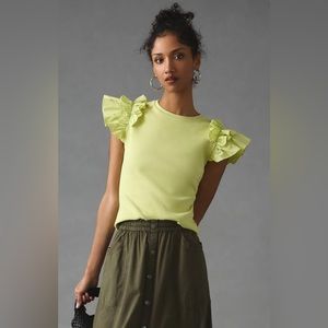 NWT By Anthropologie Woven Ruffle Top